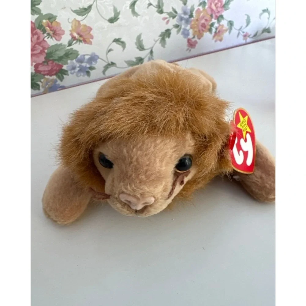 Ty Beanie Babies Lot Louie the Lion Pinky the Flamingo Bernie St Bernard Vintage